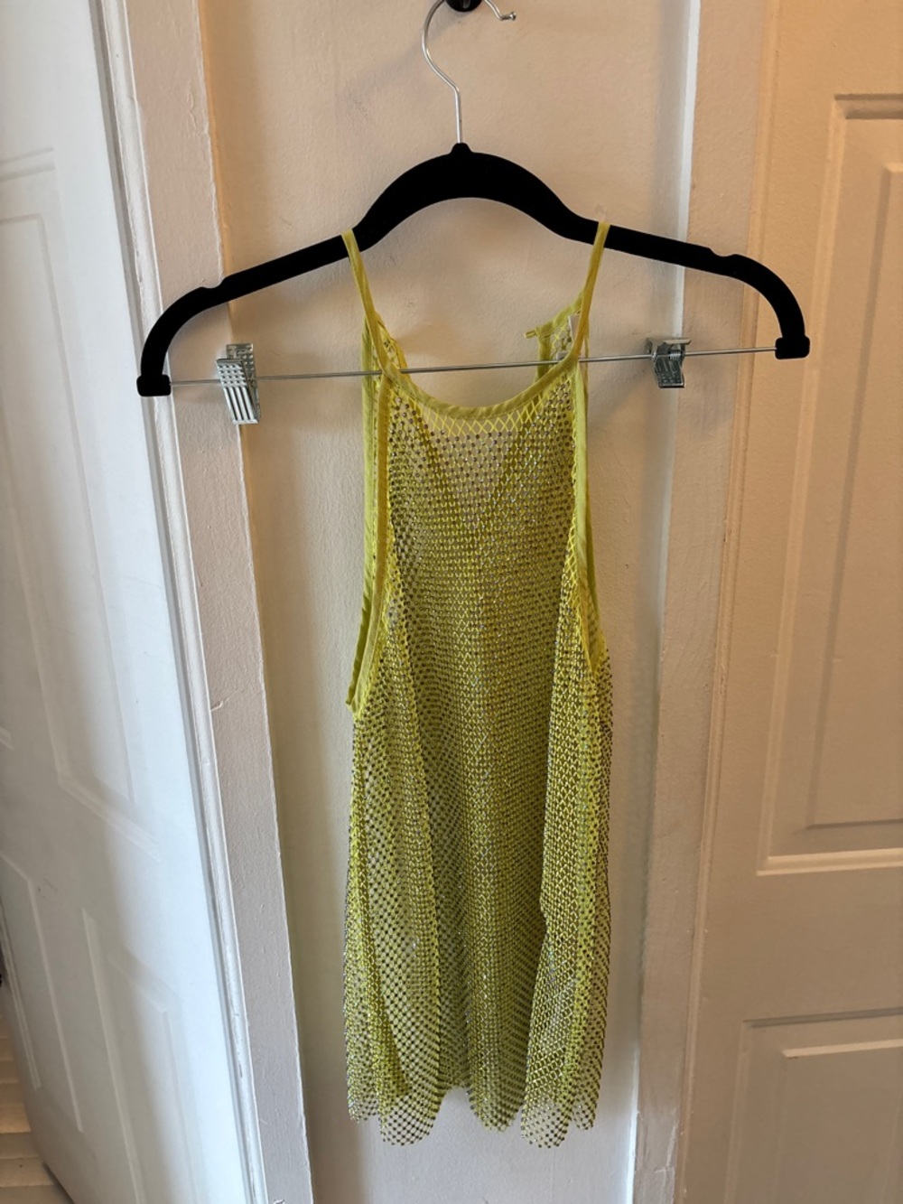 Lime Green Rhinestone Mesh Tank - Picture 3 of 5